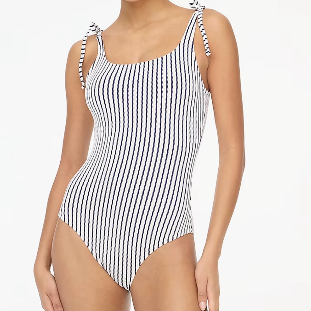 NWT J. Crew Striped tie-shoulder one-piece swimsuit XL